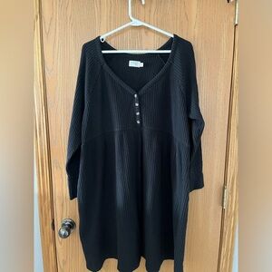Black Waffle Knit Henley Dress Time and True Brand